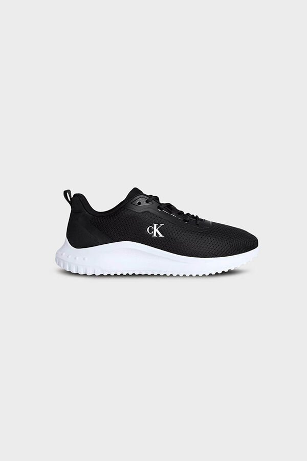 calvin klein logolu file detayli sneaker ym0ym012850gm  erkek ayakkabı siyah beyaz