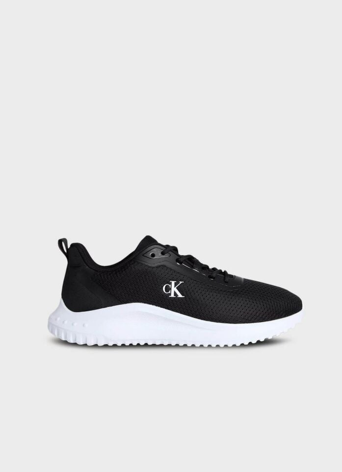 calvin klein logolu file detayli sneaker ym0ym012850gm  erkek ayakkabı siyah beyaz