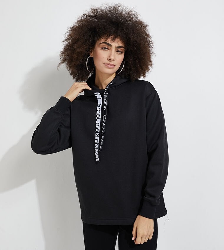 Calvin Klein Siyah Kapüşonlu Kadın Sweatshirt