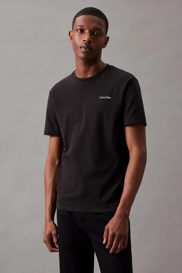 Calvin Klein Erkek Ck Mikro Logo T-Shirt - Siyah